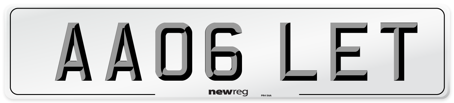 AA06 LET Number Plate from New Reg
